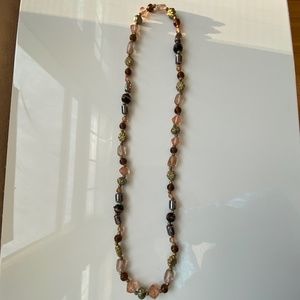 30" glass and metal beaded necklace